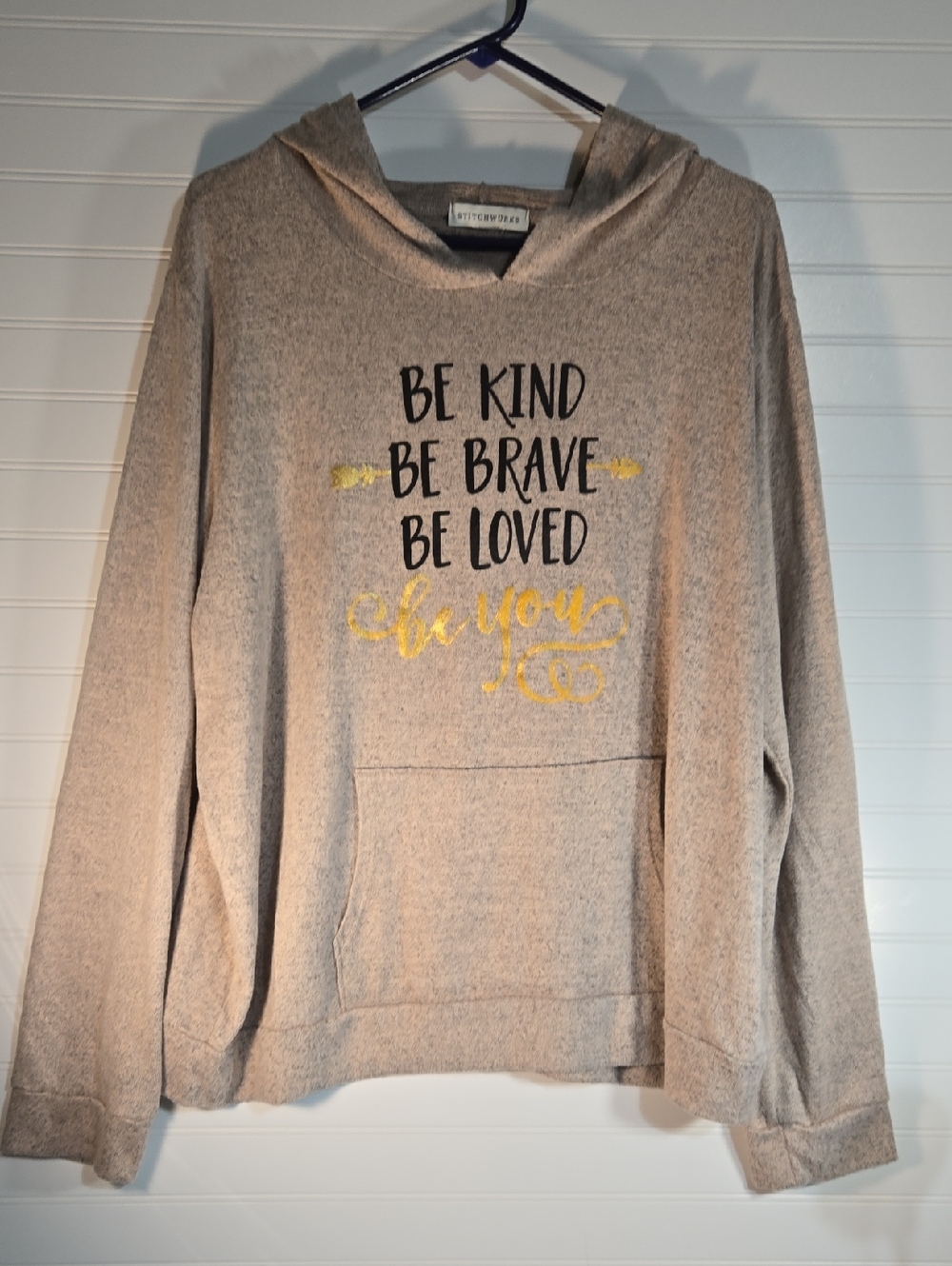 Beige Hoodie Sweater - "Be Kind Be Brave Be Loved"